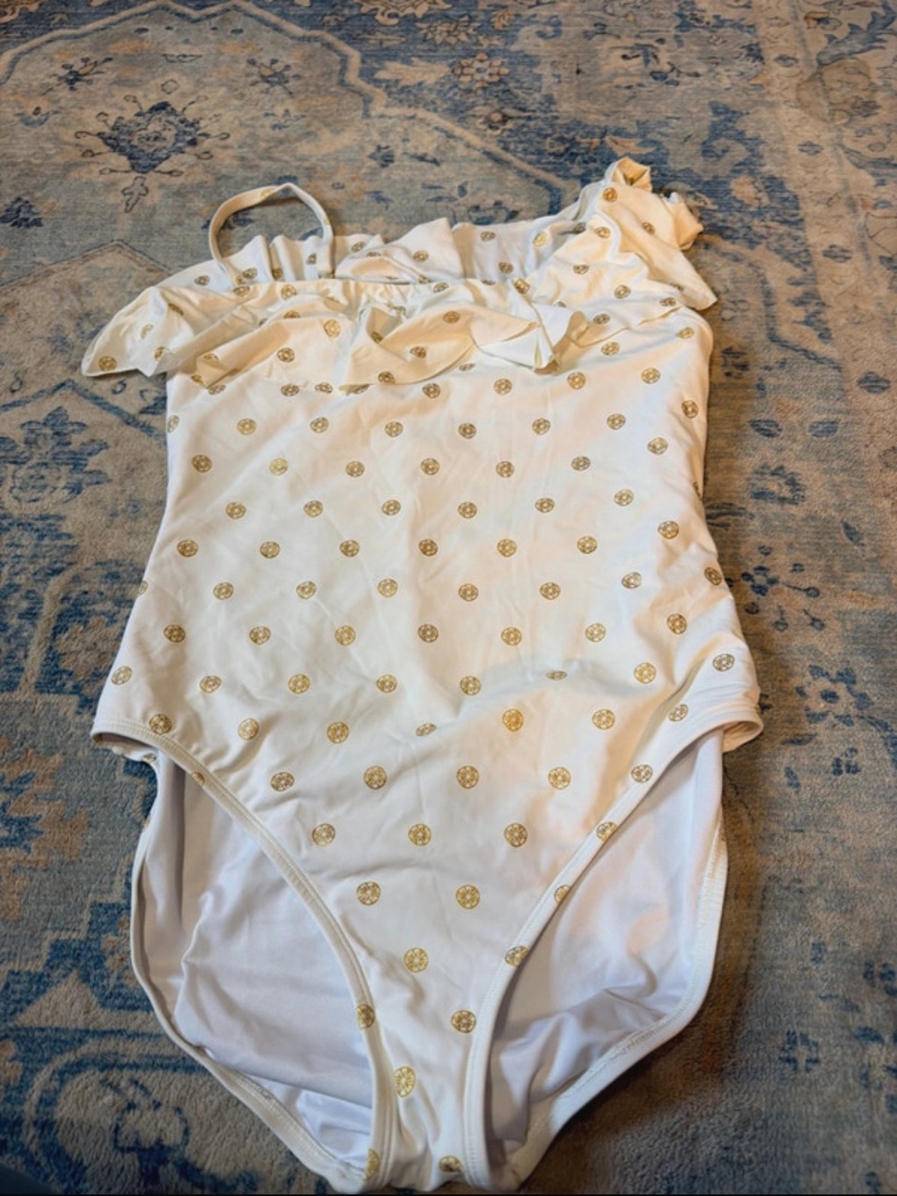 Lilly Pulitzer Cream One-Piece Swimsuit with Gold Dot Print